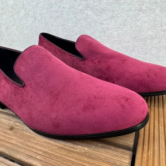 Alfani Mens Burgundy Padded Zion Round Toe Slip On Loafers Shoes 12 M - Picture 2 of 6